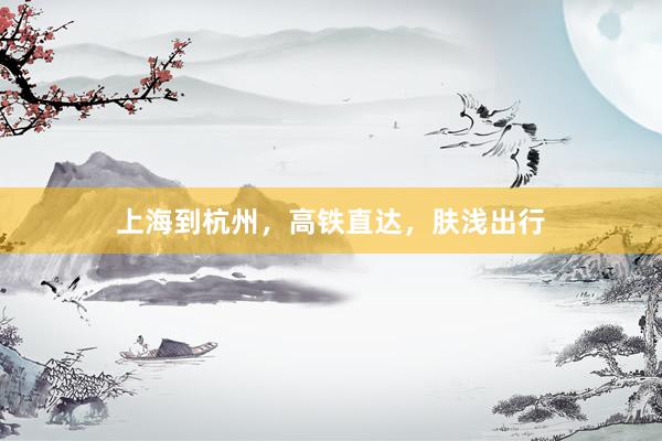 上海到杭州，高铁直达，肤浅出行